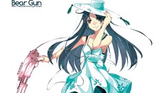 Weapons Guns Anime white background blue hair blue eyes brown 