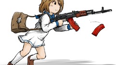 Weapons Guns Anime white background Kalashnikov school uniforms 