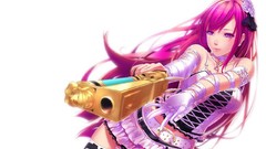 Weapons Guns Anime white background navel gloves stockings 