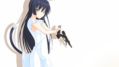 Weapons Guns Anime white background pistols shadows blue hair 