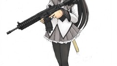 Weapons Guns Anime white background shells RPG school uniforms 