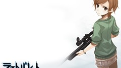 Weapons Guns Anime white background sniper brunettes black eyes 