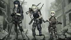 Weapons Guns armor military camouflage blondes tattoos long 