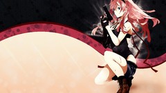 Weapons Guns blood Shorts gloves Ribbons belts pink hair long 