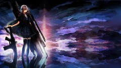 Weapons Guns dress Candies red eyes long hair anime girls 