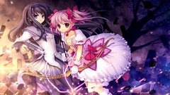 Weapons Guns dress red eyes arrows bows skirts pink hair long 