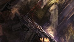 Weapons Guns dress sitting blondes anime girls short hair 