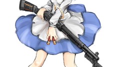Weapons Guns dress socks shells white hair touhou purple eyes 