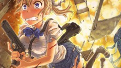 Weapons Guns explosion chairs blood tears fangs Bags pistols 