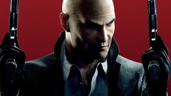 Weapons Guns game red background blue eyes video hitman hitman 