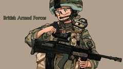 Weapons Guns headphones Anime glasses armor helmets blue eyes 