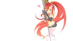 Weapons Guns Hearts scarfs blush long hair anime girls bra 