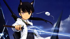 Weapons Guns Katana Anime red eyes long hair anime girls 