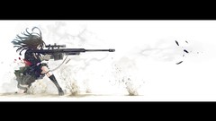 Weapons Guns long hair brunettes school uniforms original 