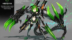 Weapons Guns Monsters Anime Swords anime girls short hair green 
