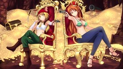 Weapons Guns pirates navel Swords blondes long hair anime girls 