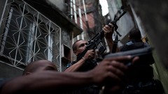 Weapons Guns police alley slum Rio de Janeiro Brazil raid 