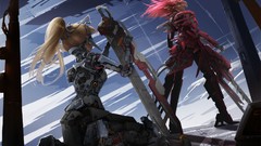 Weapons Guns Robots Anime red eyes mechanical Swords blondes 