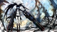 Weapons Guns Shorts chains belts long hair anime girls boots 