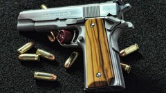 Weapons Guns silver ammunition Colt handguns 1911