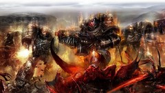 Weapons Guns soldiers flames skulls legion of the damned chaos 