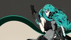 Weapons Guns tie gloves long hair anime girls hatsune miku 