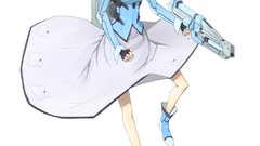 Weapons Guns white background blue hair touhou kawashiro nitori 