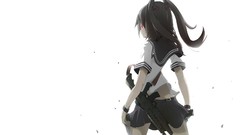 Weapons Guns white background pistols skirts anime girls school 