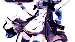 Weapons Guns white hair anime girls waitress Grenades 