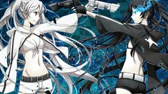 Weapons Guns white hair red eyes anime girls blue eyes black 