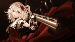 Weapons Guns wings dress Magnum Revolver red eyes blondes short 