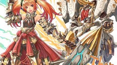 Weapons hammer armor anime girls twintails original characters 