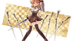 Weapons hats blondes anime girls boots mahou shoujo madoka 