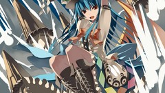 Weapons hats blue hair long hair anime girls touhou hinanawi 