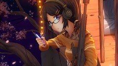 Weapons headphones anime girls short hair original characters