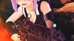 Weapons headphones blood armor red eyes gears of war pink hair 