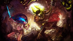 Weapons horns armor skulls anime girls blue eyes scythe black 