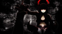 Weapons horns red eyes Swords brunettes black rock shooter 