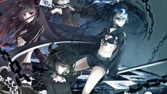 Weapons horns white hair red eyes chains anime girls blue eyes 