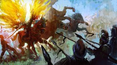 Weapons Horses wings Poland paintings Warriors Swords spears 