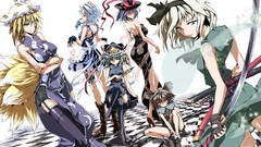 Weapons Katana Anime Cards blondes blue hair anime girls 