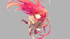 Weapons Katana Anime red eyes Ribbons stockings long hair anime 