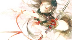 Weapons Katana Anime Ribbons Swords anime girls school uniforms 