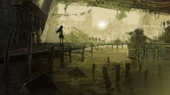 Weapons Katana Anime ruins cities anime girls seifuku teachers