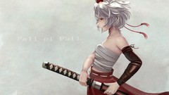 Weapons Katana Anime white hair anime girls short hair touhou 
