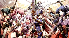 Weapons Katana armor anime girls cleavage underwear panties