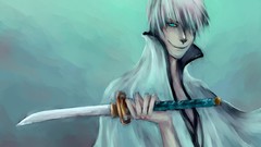 Weapons Katana captain white hair drawings fan art bleach 