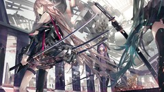 Weapons Katana dress sitting Swords buildings stockings hoodies 