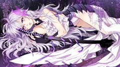 Weapons Katana dress white hair gloves Ribbons reflections 