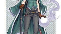 Weapons Katana ghosts white hair gloves Swords belts pants 